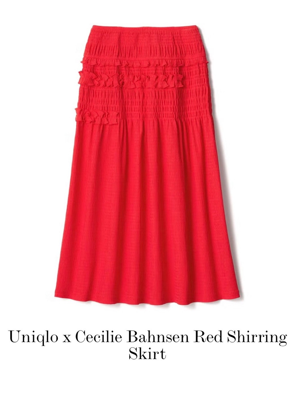 Uniqlo x Cecilie Bahnsen Red Shirred Maxi Skirt